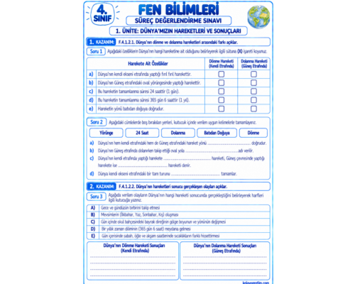 Dünya’mızın Hareketleri Süreç Değerlendirme
