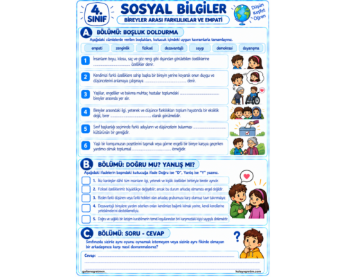 Bireyler Arası Farklılıklar 4. Hafta Etkinlikleri