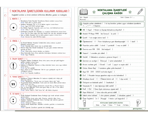NOKTALAMA İŞARETLERİ  ETKİNLİKLERİ
