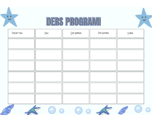 DERS PROGRAMI ŞABLONU