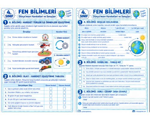 Dünya’mızın Hareketleri 4.Hafta Etkinlikleri