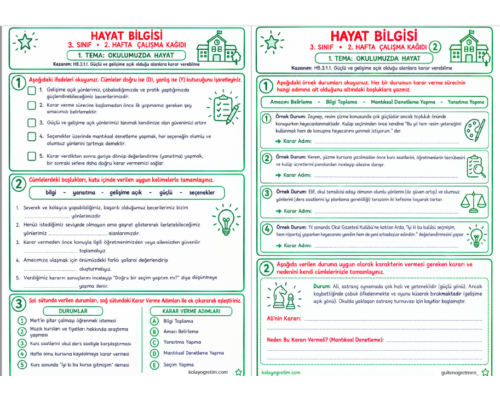 2. HAFTA ETKİNLİKLERİ(Güçlüyüm Gelişiyorum)
