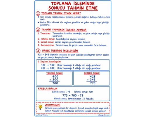 Toplama İşleminde Sonucu Tahmin Etme