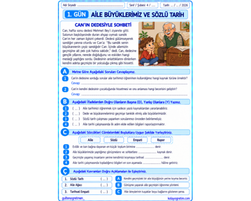 Aile Tarihim  6. Hafta Etkinlikleri