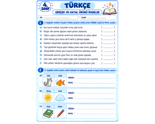 GERÇEK VE HAYAL ÜRÜNÜ İFADELER  ETKİNLİK