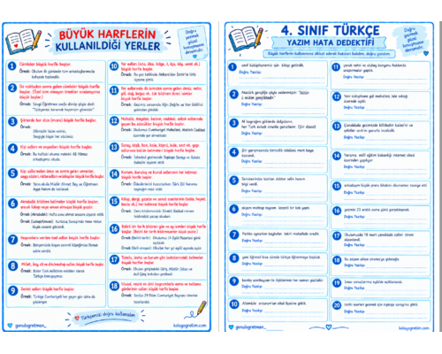 BÜYÜK HARF YAZIM KURALLARI DEFTER NOTU VE ETKİNLİKLERİ