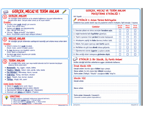 GERÇEK-MECAZ-TERİM ANLAM