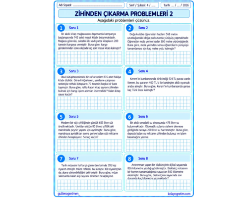 Zihinden Çıkarma İşlemi Problemleri 2