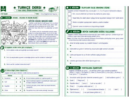 1. TEMA: DEĞERLERİMİZLE YAŞIYORUZ SÜREÇ DEĞERLENDİRME