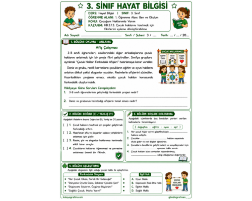 5. Hafta Çocuğum Haklarımla Varım  Etkinlikleri