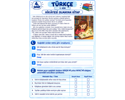 TÜRKÇE 4. HAFTA ETKİNLİKLERİ