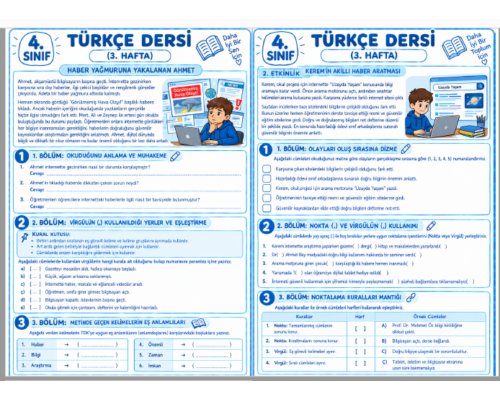 TÜRKÇE 3. HAFTA ETKİNLİKLERİ
